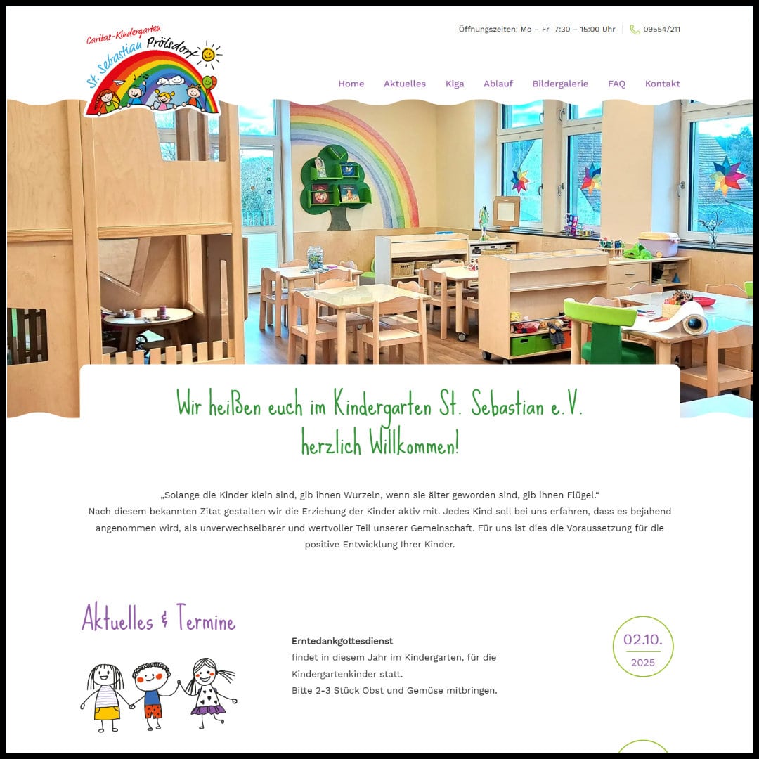 Referenz Webseite Design und Entwicklung Kindergarten Prölsdorf